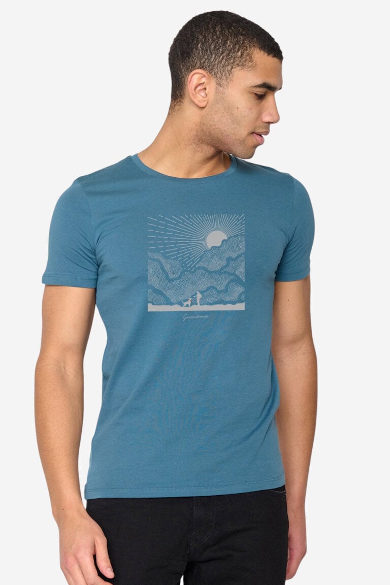 ekologisk t-shirt nature friends guide petrolblå modell