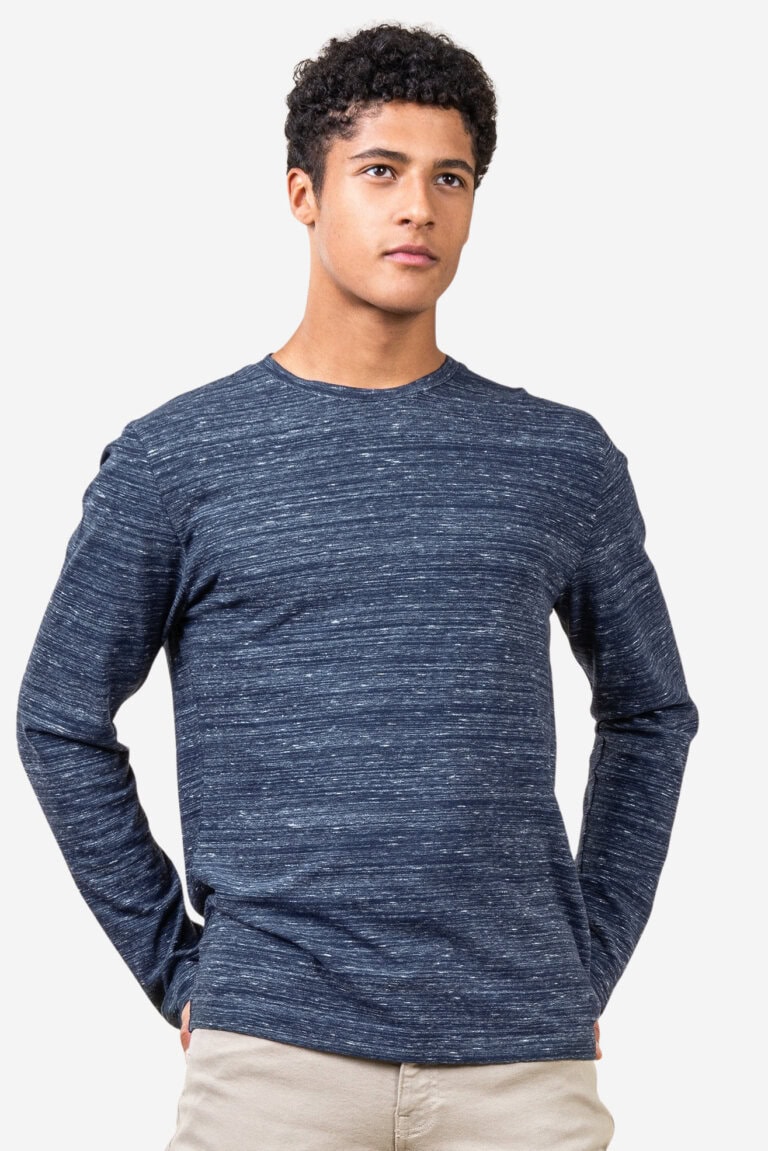 ekologisk tröja långärmad soa blåmelerad modell