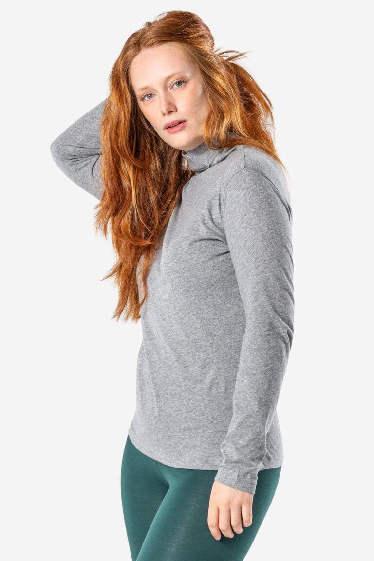 ekologisk tröja polo nia gråmelerad modell sidan