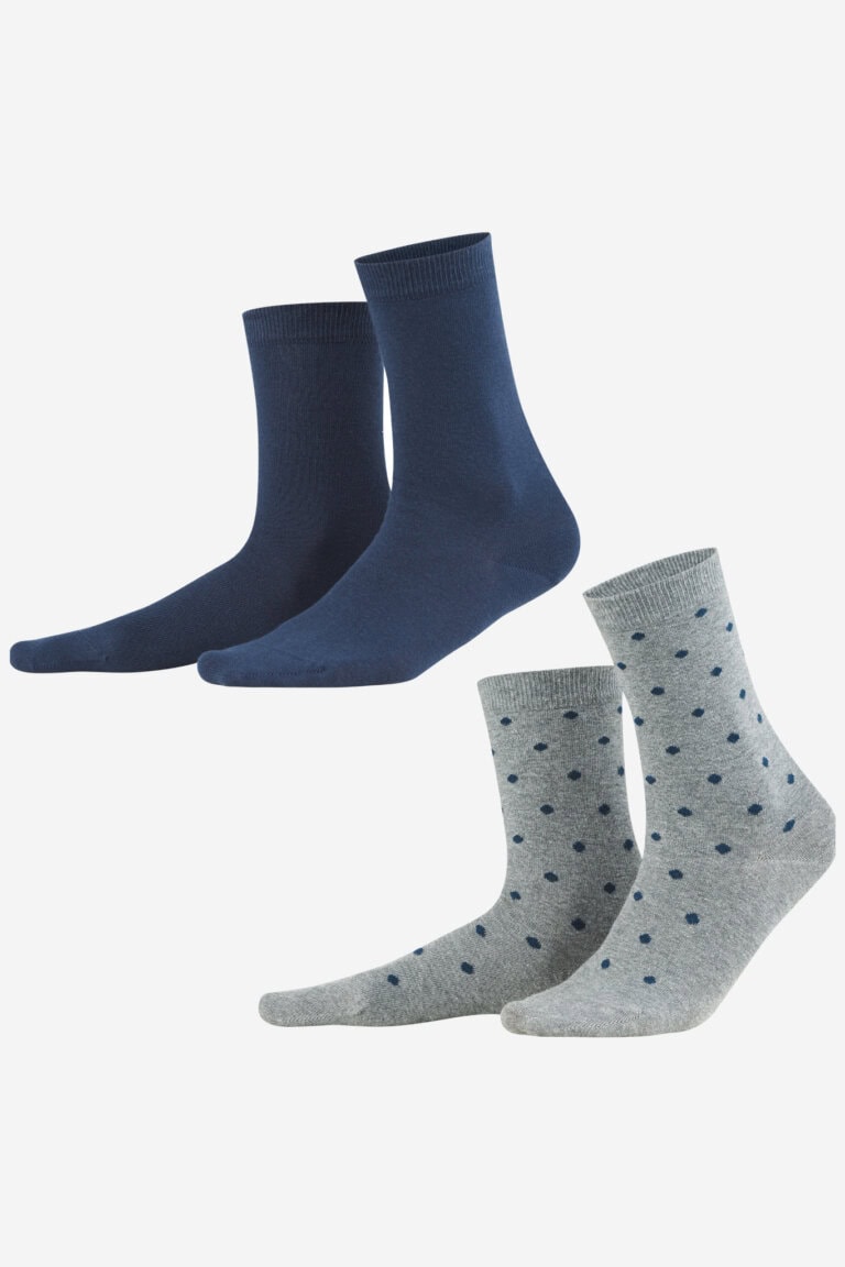 ekologiska strumpor bettina prickiga blå 2-pack