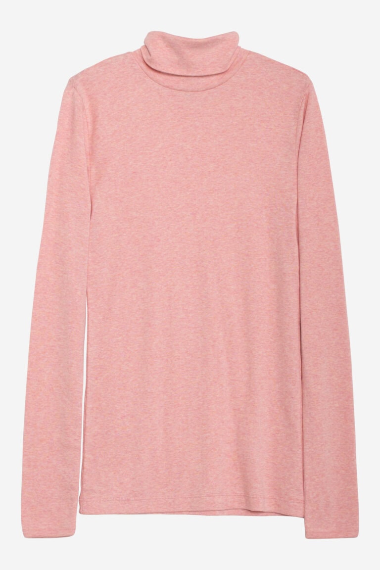 ekologisk polotopp slimfit långärmad persikorosa