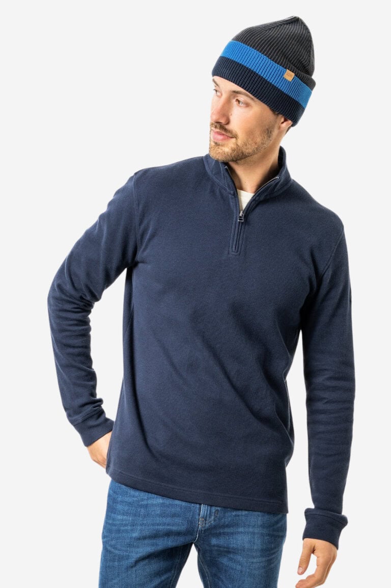 ekologisk troyer tröja zedrik morkblå modell