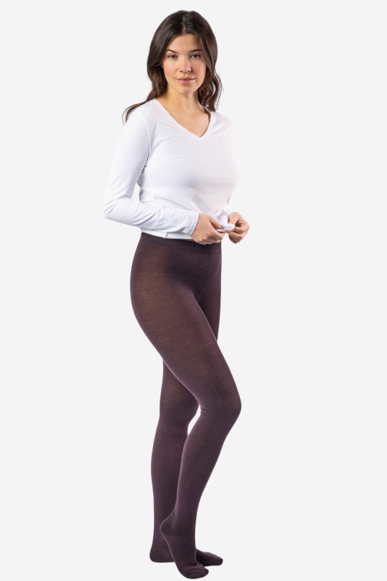 ekologiska strumpbyxor ullmix helene brun modell helbild