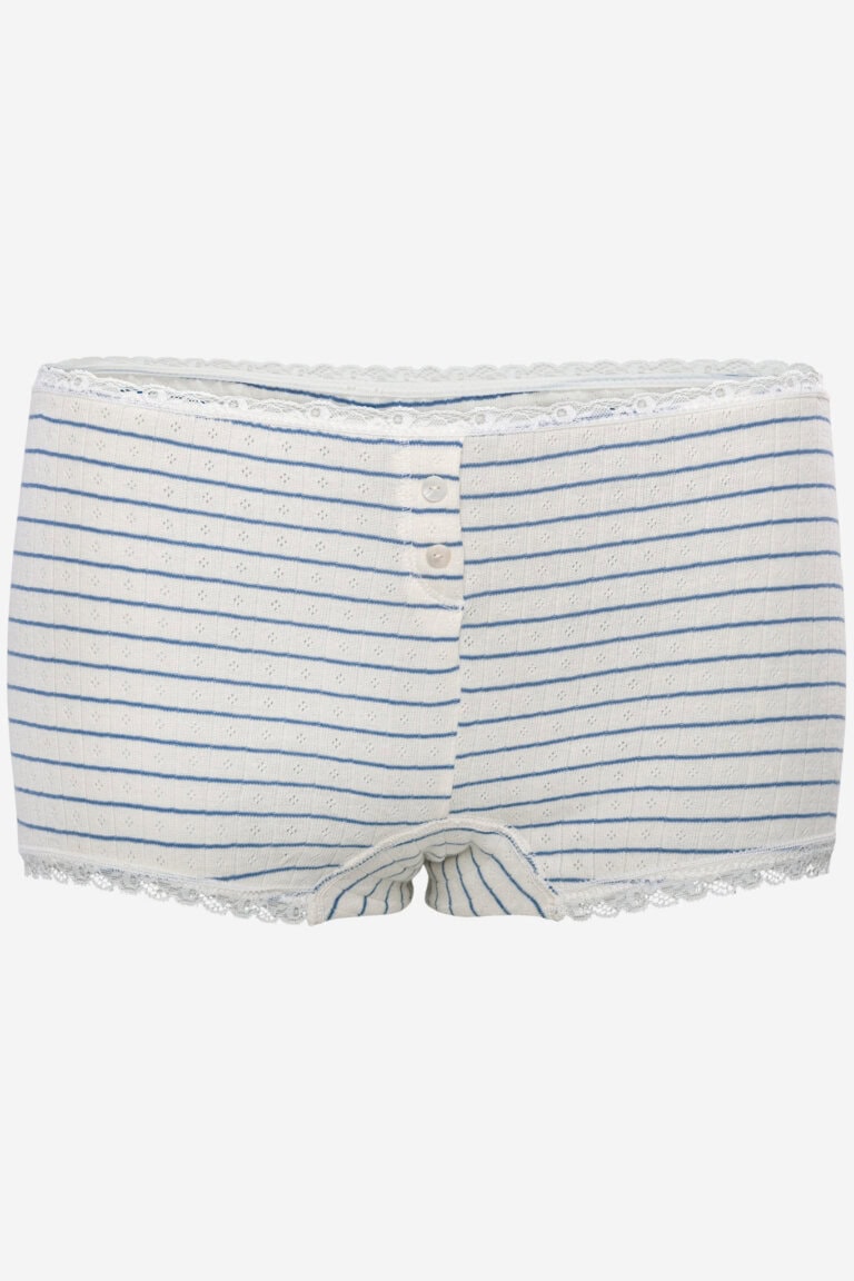 ekologisk boxertrosa 100% bomull jacquard aylisa vit/blå randig