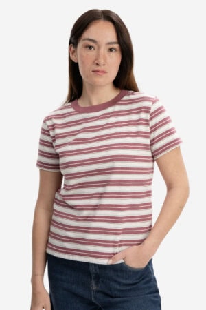 T-shirt dam KHIRA hallonröd randig