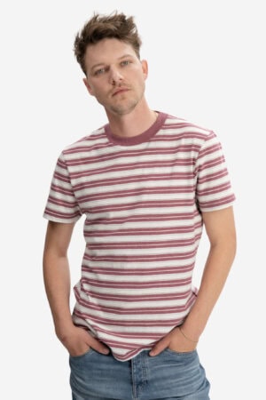 T-shirt herr AVAN hallonröd randig