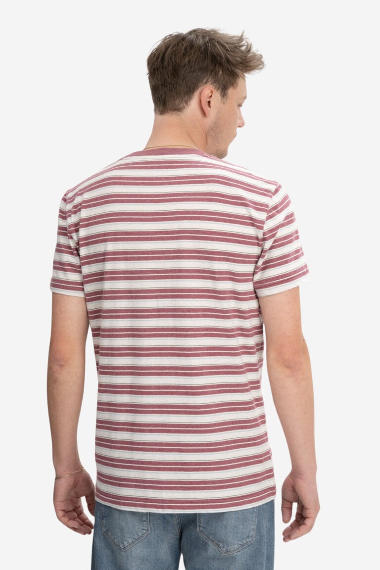 ekologisk-t-shirt-herr-avan-hallonrod-randig-modell-bakifran