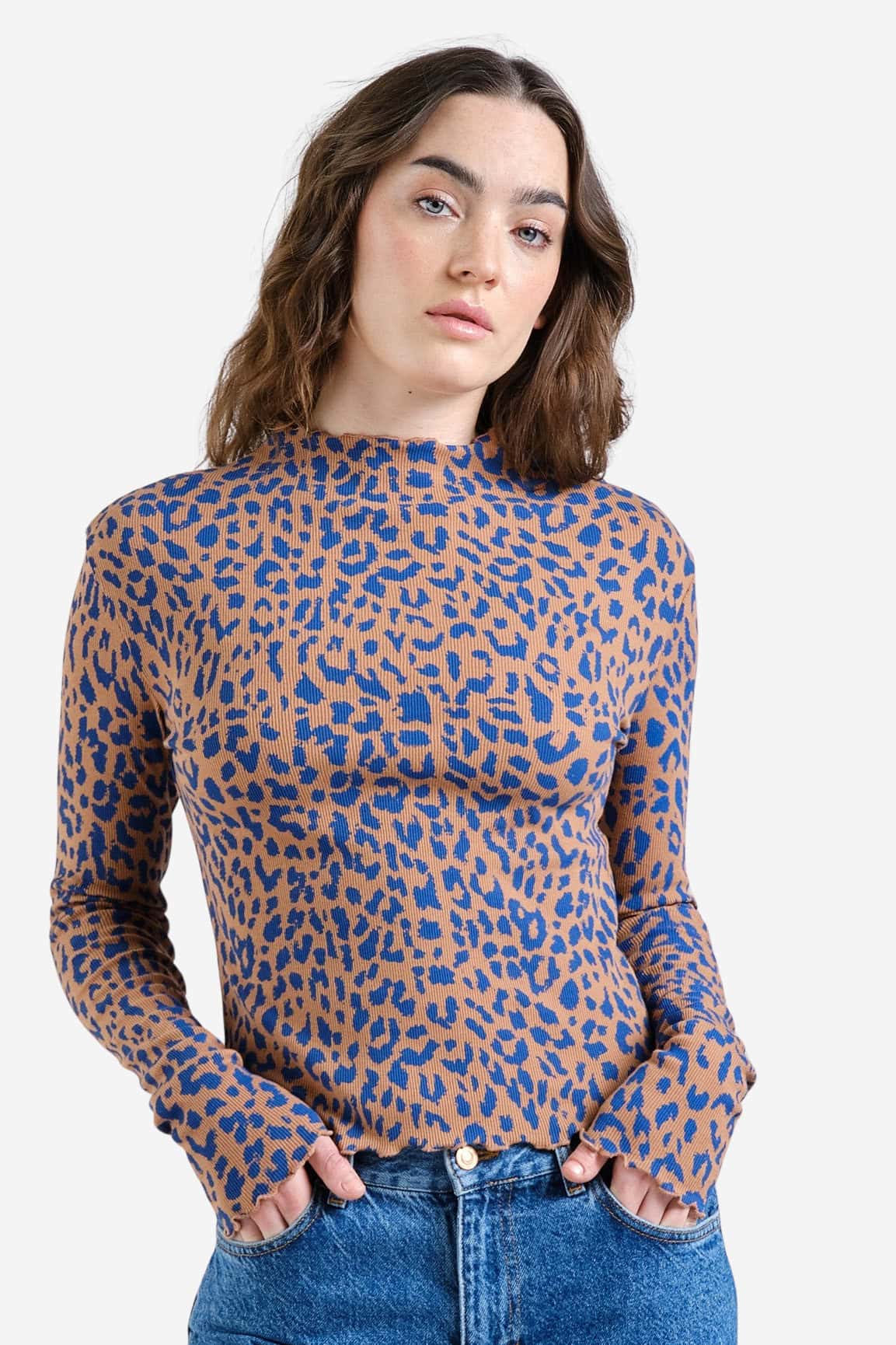 ekologisk topp ribbad ryd leopard modell