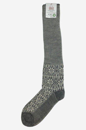 Knästrumpor ull stjärnor grå/naturvit