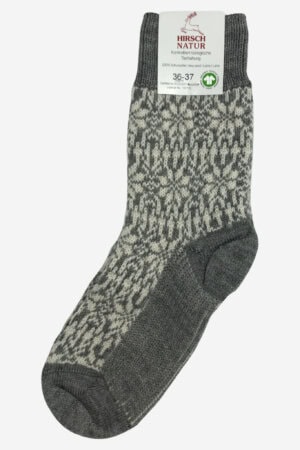 Ullstrumpor grova norskmönstrade grå/naturvit