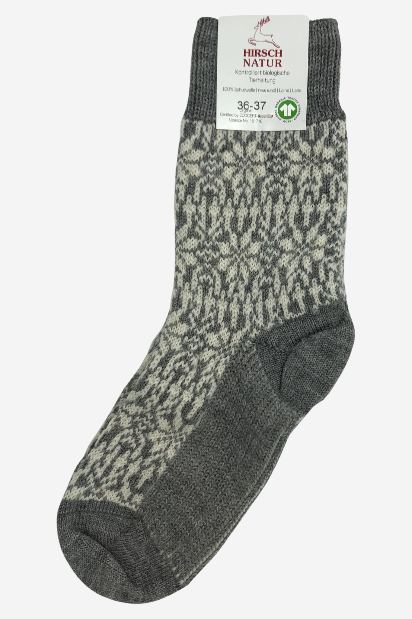 Ullstrumpor grova norskmönstrade grå/naturvit