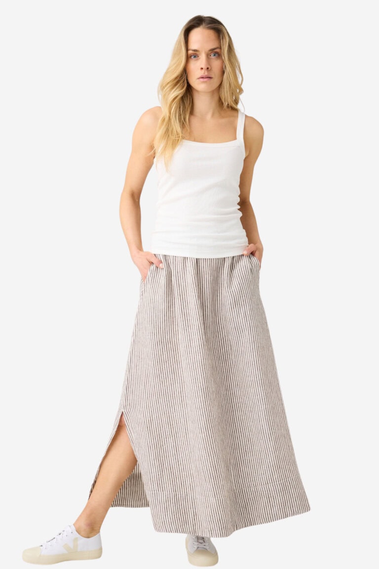 ekologisk-linnekjol-dam-randig-brun-modell