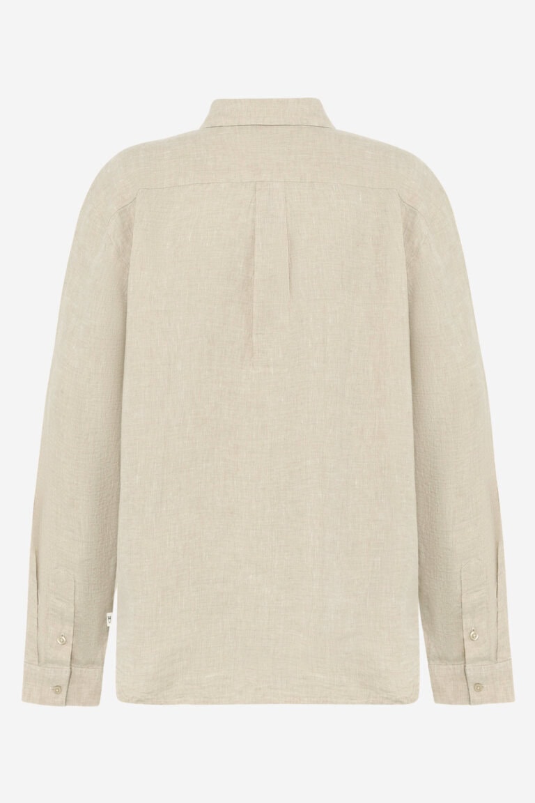 ekologisk-linneskjorta-rymlig-dam-beige-melerad-baksida