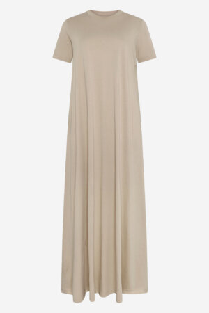 Maxi t-shirt klänning beige melerad