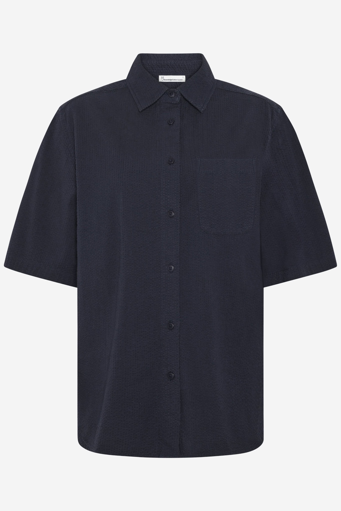 Skjorta dam wrinkletyg kortärm marinblå