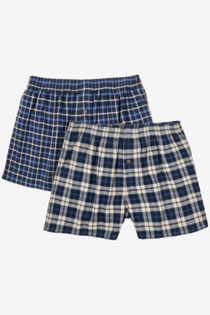 Boxershorts flanell gylf BORIS 2-pack blå/sand