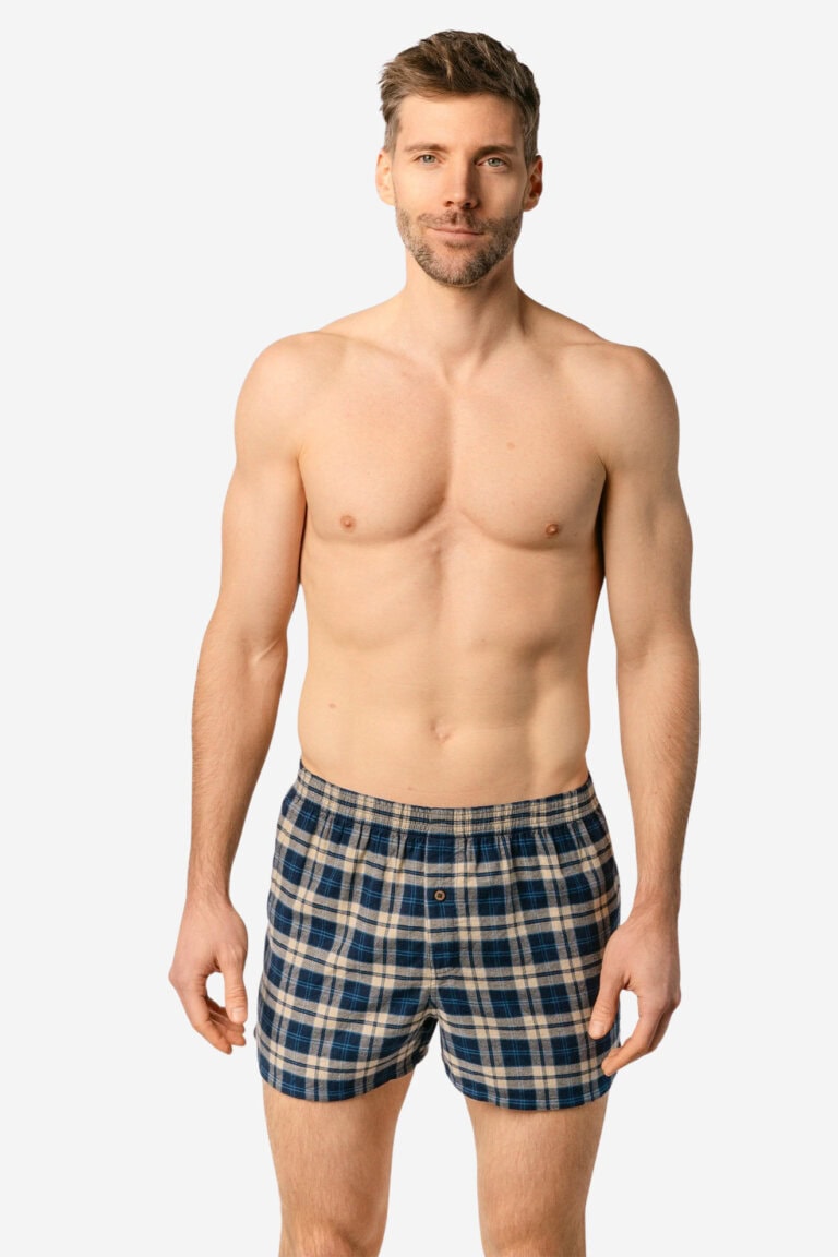 ekologiska-boxershorts-flanell-gylf-boris-2-pack-bla-sand-modell-sand-rutor