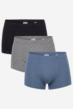 ekologiska kalsonger boxer sagon 3-pack svart/mörkgråmelerad/blå