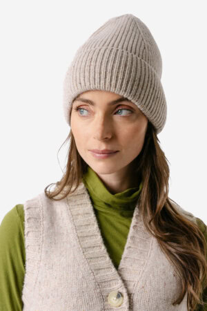ekologisk beanie mössa 100% ull unisex stockholm creme melerad modell ekologisk beanie mössa 100% ull unisex stockholm creme melerad modell