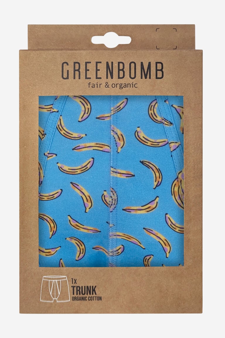 ekologiska kalsonger boxer bananas blå kartong