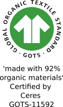GOTS Comazo Earth Made with 92% organic materials
