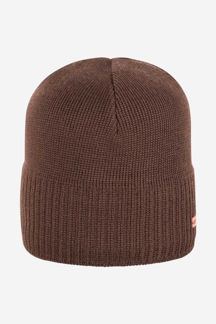 ekologisk mössa beanie fodrad 100% ull unisex brun