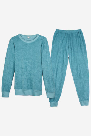 ekologisk pyjamas dam bonnie frotté petrolblå