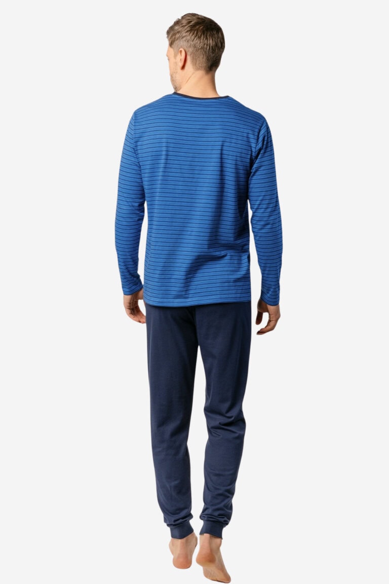 ekologisk pyjamas herr colin marinblå/blå modell bakifrån