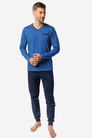 ekologisk pyjamas herr colin marinblå/blå modell helbild