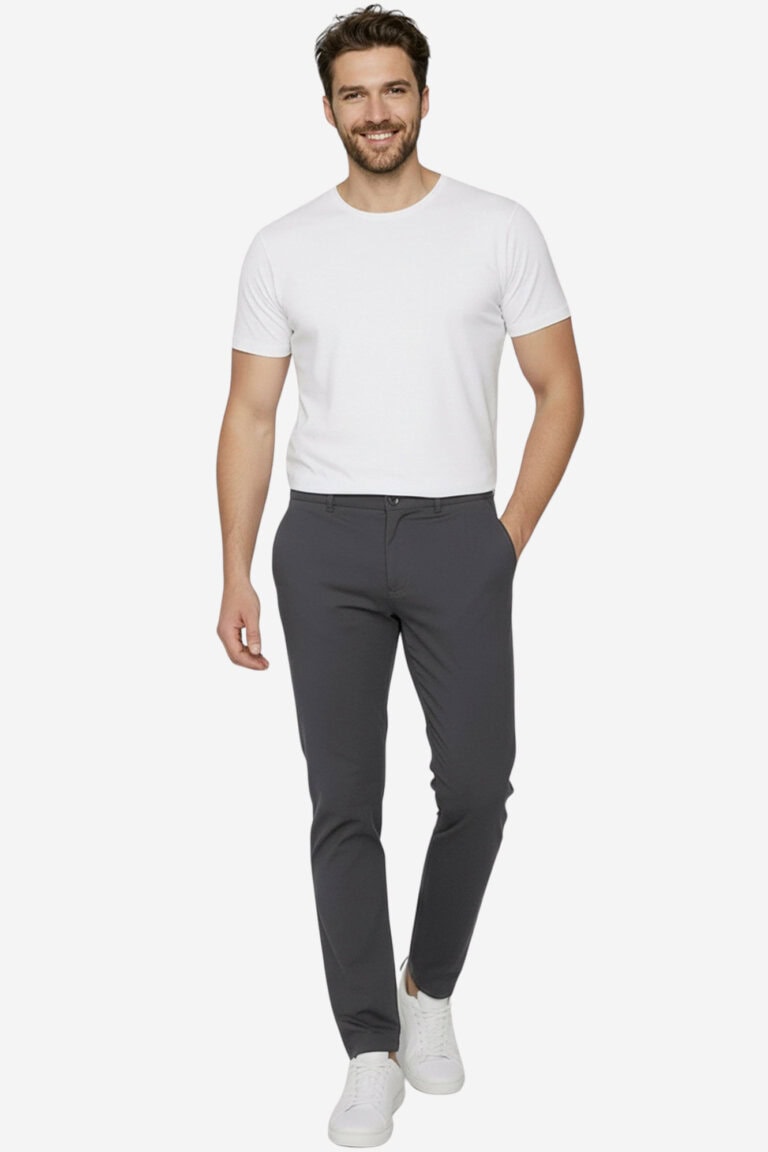 ekologiska chinos herr cykelreflex tough mörkgrå modell helbild